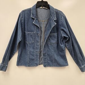 Woolrich Jacket Women's Medium Blue Denim Jean Jacket Button Up Lightweight